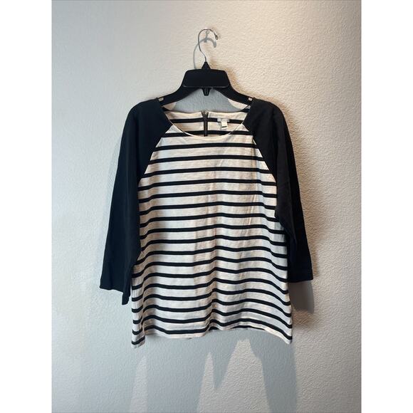 J. Crew, Striped 3/4 Sleeve Shirt, Large - Picture 1 of 5